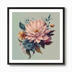 Pastell Pink Blumen Illustration Malerei Art Print