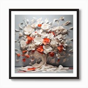 Flowers of white paper 4 Art Print