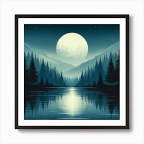 Full Moon In The Forest 1 Art Print