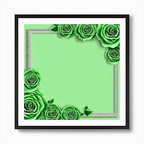 Green Roses Frame 3 Art Print