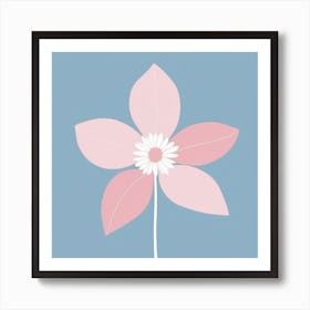 A White And Pink Flower In Minimalist Style Square Composition 474 Art Print