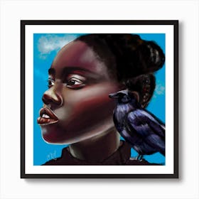 Fly Away Girl Square Art Print