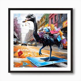 Ostrich In The City Art Print