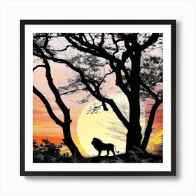 Lion In The Sunset 1 Art Print