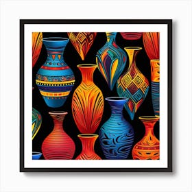 Seamless Pattern With Colorful Vases Art Print