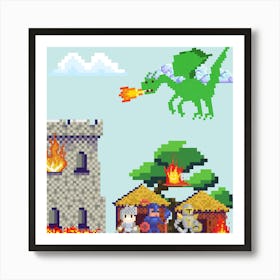 Fighting the dragon Art Print