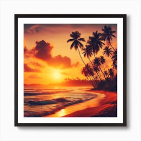 Sunset On The Beach Art Print