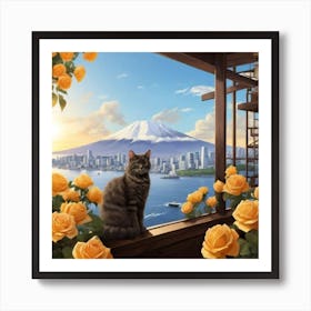 Cat On A Window Art Print