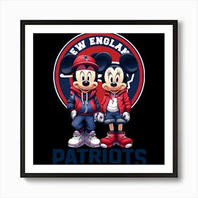 Mickey And Minnie New England Patriots Art Print