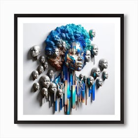 Woman With Blue Hair Art Print