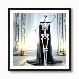 Skeleton In Black Cape Art Print