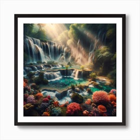 Waterfall In The Jungle 2 Art Print