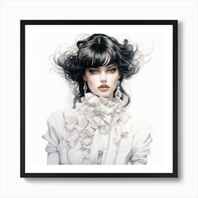 Woman with Black Hair Art Print