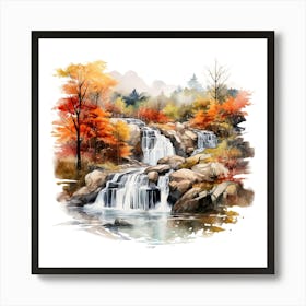 Waterfall In Autumn 4 Art Print