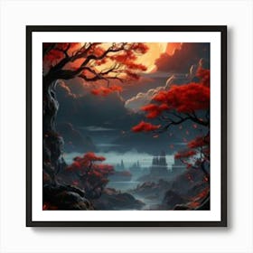 Asian Landscape Painting Art Print