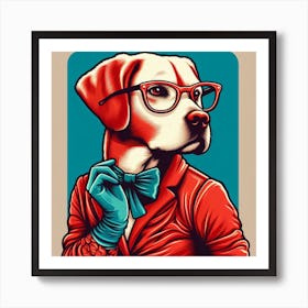 Dog In Glasses Art Print