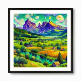 Starry Night In The Valley 1 Art Print