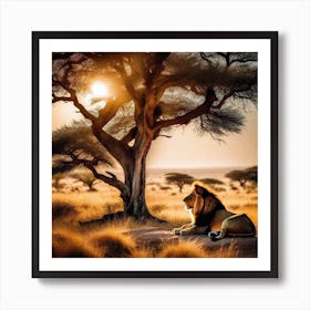 Lion In The Savannah 12 Art Print