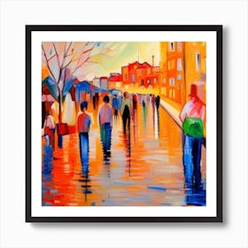 People Walking In The Rain 1 Art Print