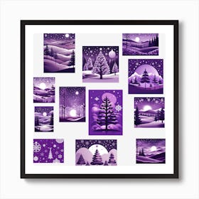 Winter Landscapes Collection, Christmas Tree art, Christmas Tree, Christmas vector art, Vector Art, Christmas art, Christmas, collage, collage art Art Print