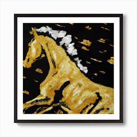 Golden Horse Painting Art Print