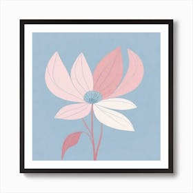 A White And Pink Flower In Minimalist Style Square Composition 295 Art Print