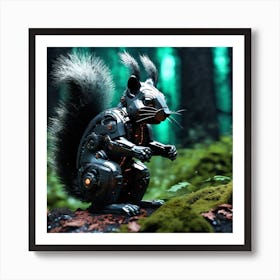 Robot Squirrel In The Forest 1 Art Print