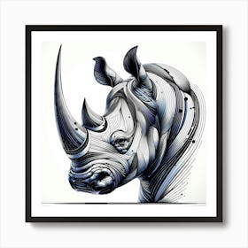 Rhino Head - Abstract Line Art Illustration 298 Art Print