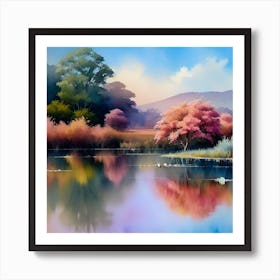 Lake With Trees Art Print