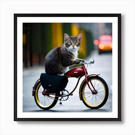 A Cat On A Bike Art Print