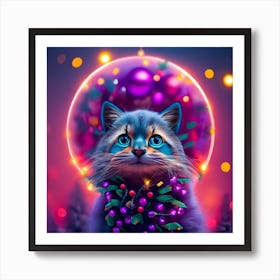 Christmas Cat Art Print