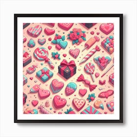 Valentine's Day, candy pattern Art Print