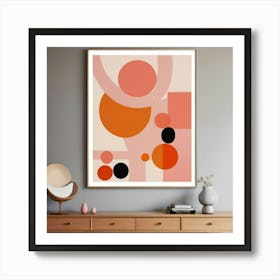 Mid Century Modern Abstract Pink Orange Art Print 3 Art Print