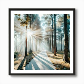 Sunrise In The Forest Art Print