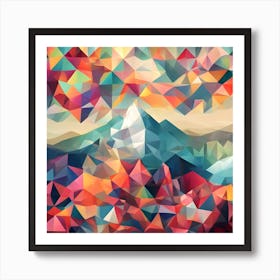 Abstract Colourful Geometric Triangles Art Print