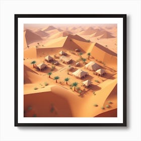 Sahara Countryside Peaceful Landscape Low Poly Isometric Art 3d Art High Detail Artstation Con (1) Art Print