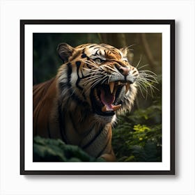 Tiger Roaring In The Forest 1 Art Print