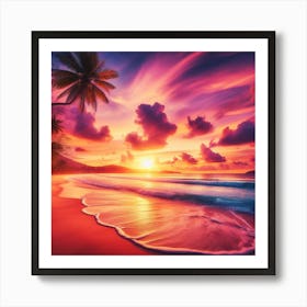 Sunset On The Beach 6 Art Print