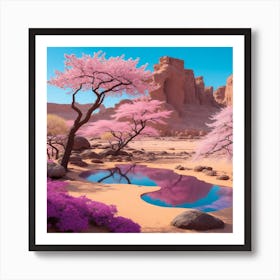 Pink Trees In The Desert Art Print