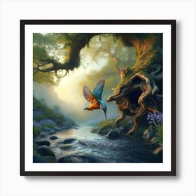 Kingfisher In The Forest 13 Art Print