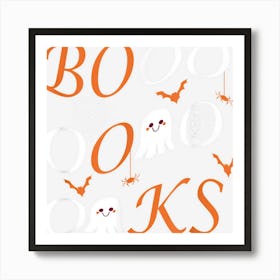 Booooks Ghost Book Reading Teacher Funny Halloween Teacher Art Print