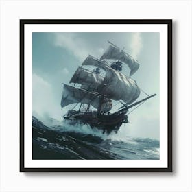 Boat In The Storm Art Print