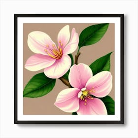 Two Pink Flowers Art Print