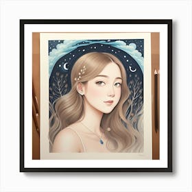 Girl With Long Hair 1 Art Print