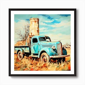 Old Blue Truck Art Print