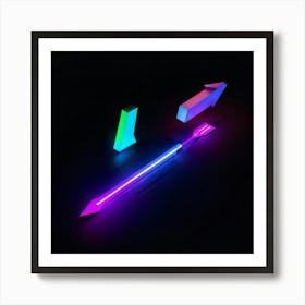 Abstract Navigation Arrows Glowing Neon Colors Against A Dark Gradient Background Suggested Moveme (4) Art Print