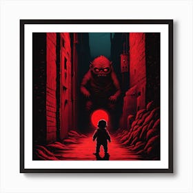 Boy In A Dark Alley Art Print