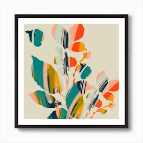 Colorful Poplar Tree Leaf Square Art Print