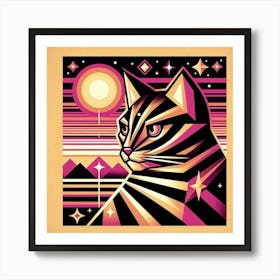 Snowflake Low Poly Cat Art Print