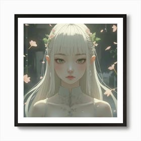 Anime Girl With White Hair Art Print